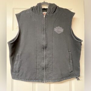 Men’s Harley Davidson Black Hoodie Vest with Zipper and pockets